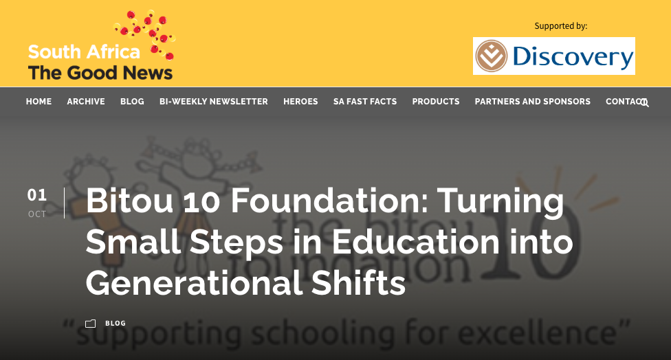 South Africa The Good News Website Feature: Bitou 10 Foundation: Turning Small Steps in Education into Generational Shifts