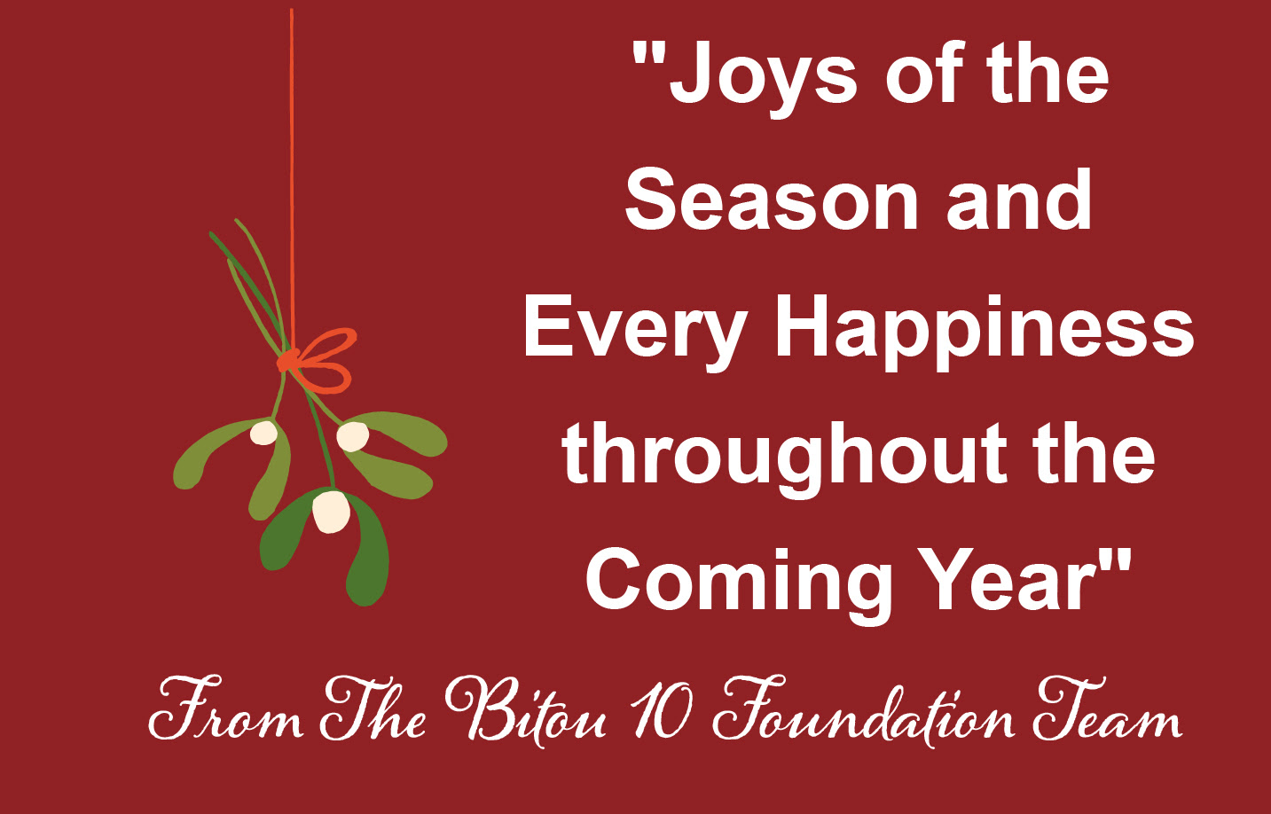 Season's Greetings from the Bitou 10 Foundation!